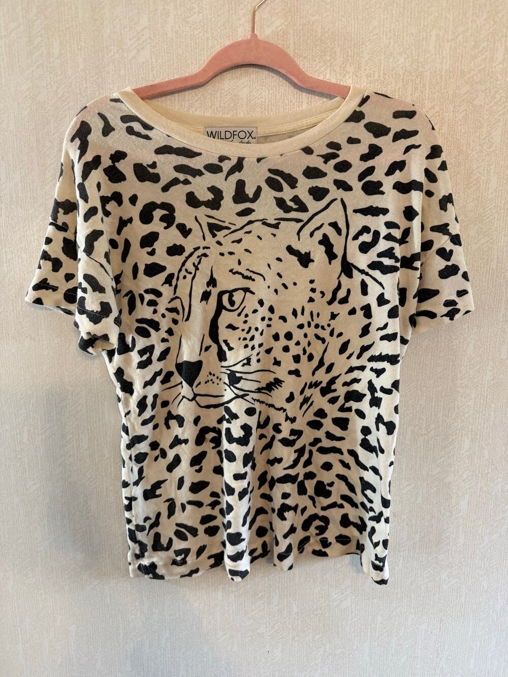 Wildfox Leopard Cheetah Graphic Tee XS Animal Print Slouchy Y2K Top